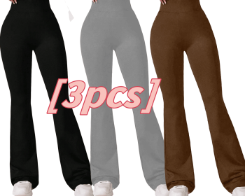 3pcs High-Waisted Flare Sharkskin Leggings – Slim Fit, Lightweight & Sculpting Yoga Pants (Color: A set of three colors, size: M)